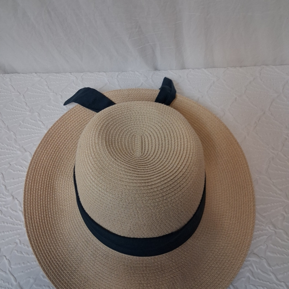 FURTALK Chic Tan Sun Hat with Navy Band - Picture 10 of 14